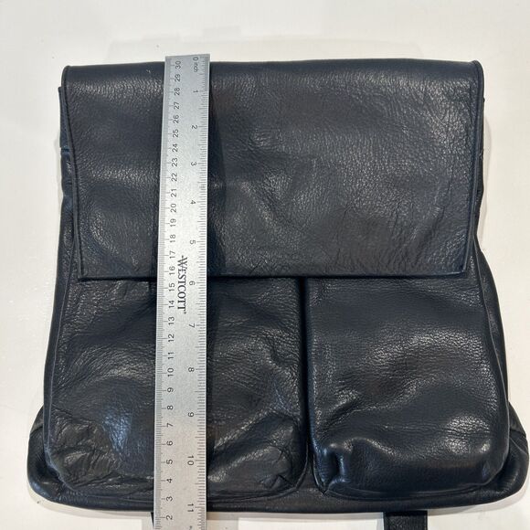 Vintage Nine West Black Leather Messenger Bag Flap Crossbody Purse - Picture 11 of 13